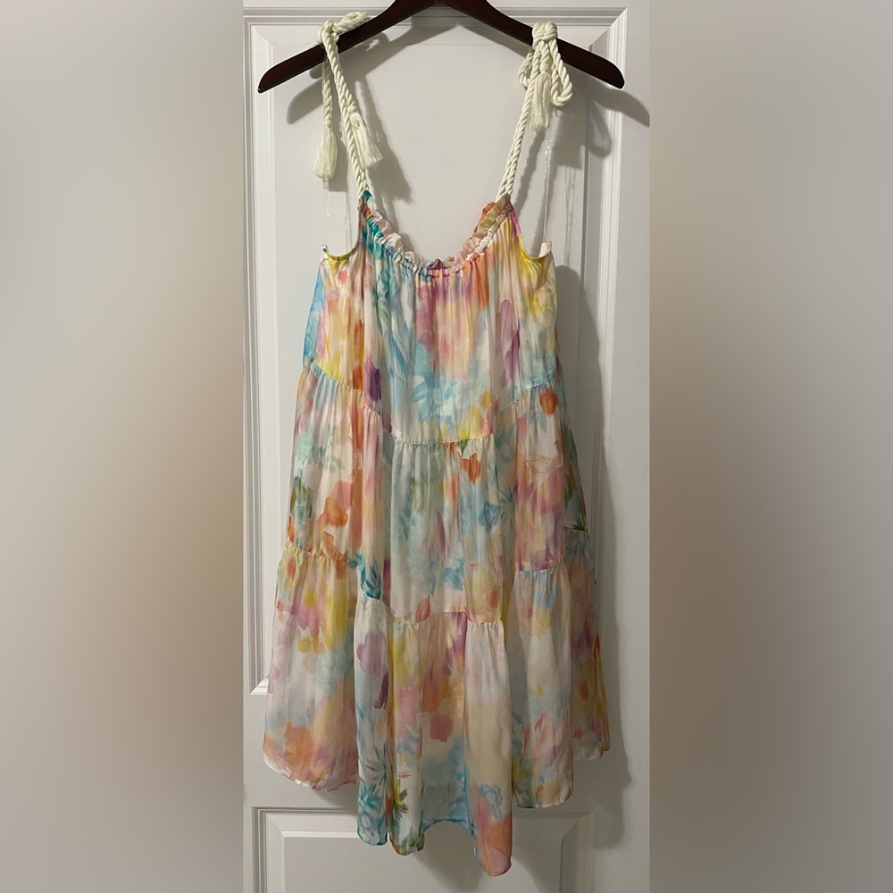 New Hale Bob Canary Silk Dress Size M - Picture 5 of 7